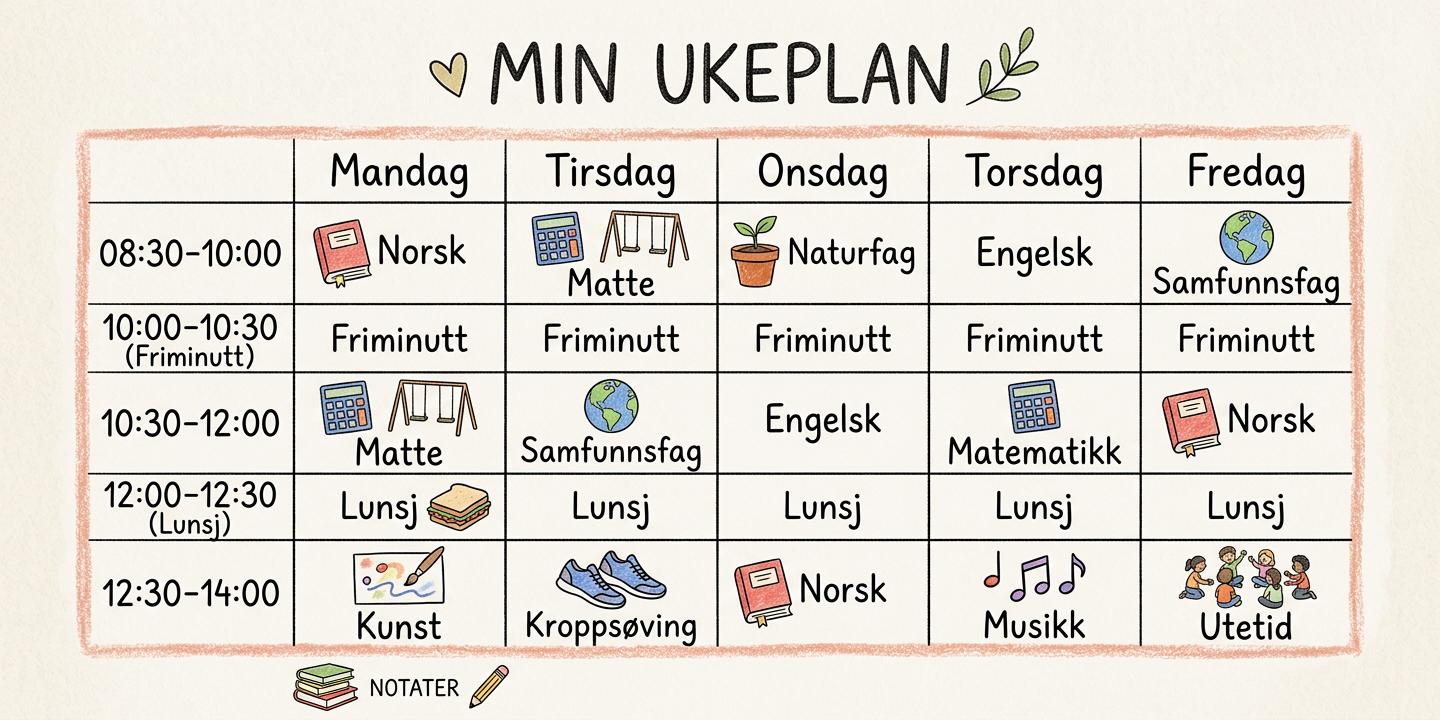 Forslag til timeplaner på mellomtrinnet BM/NN